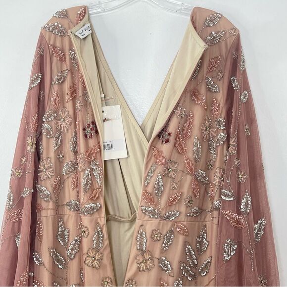 Mac Duggal 93755 Floral Beaded Surplice V-Neck Long Balloon Sleeve Gown, Size 16 - Picture 11 of 16